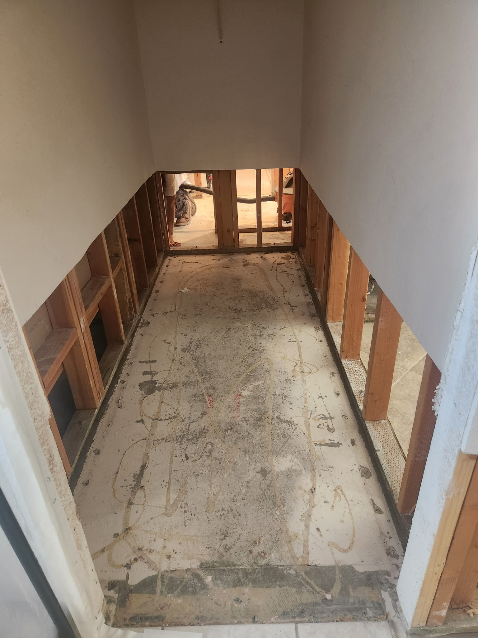 Water damage restoration in progress